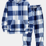Plaid Pattern Teddy Hoodie & Straight Leg Plaid Pattern Teddy Pants