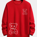 Line Shaped Bear Print Relax Fit Sweatshirt