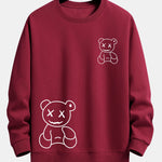 Line Shaped Bear Print Relax Fit Sweatshirt