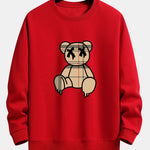 Plaid Pattern Dissolving Bear Print Relax Fit Sweatshirt