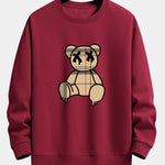 Plaid Pattern Dissolving Bear Print Relax Fit Sweatshirt