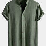 V Neck Linen Rayon Blend Shirt & Straight Leg Linen Pants
