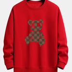 Checkerboard Dissolving Bear Print Relax Fit Sweatshirt