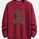 Checkerboard Dissolving Bear Print Relax Fit Sweatshirt
