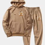 Smiley Bear Back Print Hoodie & Jogger Pants