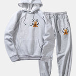 Smiley Bear Back Print Hoodie & Jogger Pants