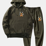Smiley Bear Back Print Hoodie & Jogger Pants
