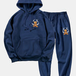 Smiley Bear Back Print Hoodie & Jogger Pants