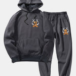 Smiley Bear Back Print Hoodie & Jogger Pants