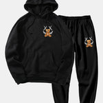 Smiley Bear Back Print Hoodie & Jogger Pants