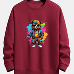 Splash Colorful Bear Print Relax Fit Sweatshirt