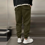 Men's Solid Plush Loose Elastic Waist Casual Sports Pants