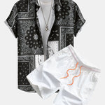 Paisley Print Button Up Shirt #Random Pattern Design# & Swim Shorts