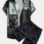 Paisley Patchwork Print Shirt #Random pattern design# & Swim Shorts