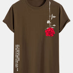 Rose Slogan Print Cotton Arc Hem T-Shirt