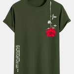 Rose Slogan Print Cotton Arc Hem T-Shirt