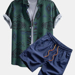 Aztec Geometric Print Shirt & Swim Shorts