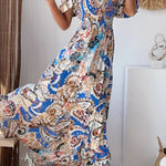 Sexy Vacation Floral Slit Off the Shoulder Printed Dress Dresses