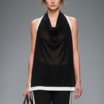 Women's Minimalist Sheer Knit Sleeveless Blouse  And Straight-leg Pants Set