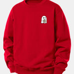 Ghost Drinking Coffee Print Relax Fit Sweatshirt