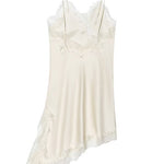 Margovil Spaghetti Strap Lace V Neck Irregular Hem Mini Dress