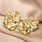 Margovil Textured Gold Rectangle Stud Earrings