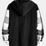 Relax Fit Flannel Plaid Corduroy Patchwork Hooded Shirt & Corduroy Jogger Pants