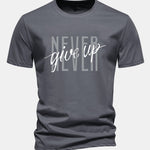Regular Fit Never Give Up Print Cotton T-Shirt