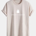 Regular Fit Spooky Season Ghost Print Cotton T-Shirt