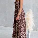 Spaghetti Strap High Waist Printed Swing Maxi Dress