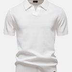 Pineapple Texture Knit V Neck Polo & Straight Leg Ribbed Pants