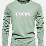Long Sleeve Focus Print Cotton T-Shirt