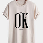 Regular Fit OK Slogan Print Cotton T-Shirt