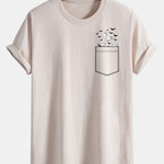 Regular Fit Pocket Bat Ghost Print Cotton T-Shirt