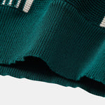 Stripe Knit Zip Up Polo Shirt & Straight Leg Linen Pants