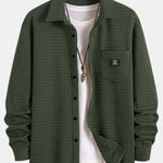 Waffle Button Up Shirt & Drawstring Corduroy Cargo Jogger Pants