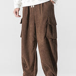 Relaxed Fit Drawcord Hem Corduroy Cargo Pants