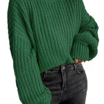 Margovil Turtleneck Drop Shoulder Comfy Pullover Sweater