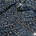 Leopard Print Washed Distressed Denim Baggy Pants