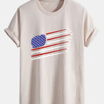 Regular Fit Fighter Jets American Flag Print Cotton T-Shirt