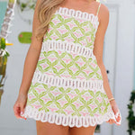 Margovil Hollow Out Splice Printed Mini Cami Dress