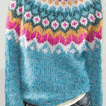 Margovil Vintage Crewneck Unique Print Cozy Sweater(in 3 Patterns)