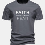 Regular Fit Faith Over Fear Print Cotton T-Shirt