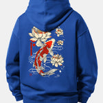 Lotus Carp Print Relax Fit Hoodie