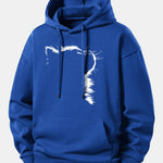 Outline Cat Print Relax Fit Hoodie