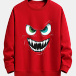 Evil Smiley Face Print Relax Fit Sweatshirt