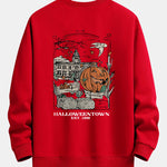 Halloween Pumpkin Town Print Relax Fit Sweatshirt