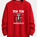 PEW PEW MADAFAKAS Wolf Print Relax Fit Sweatshirt