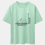 Rabbit Or Duck Optical Illusion Print Drop Shoulder Oversize T-Shirt