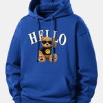 Hello Sunglasses Bear Print Relax Fit Hoodie